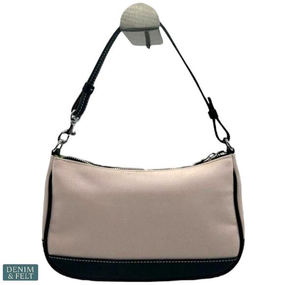 Coach Soho Black & Cream Canvas Shoulder Clutch/Small Bag w/Lime Green Interior - Picture 4 of 13